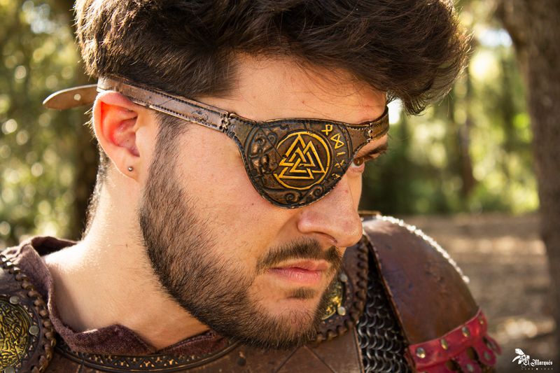 Handcrafted Leather Norse Viking Odin Inspired Eye Patch for LARP and Cosplay
