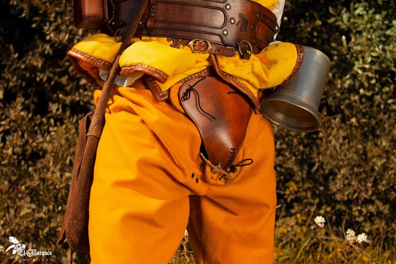 Brown leather medieval codpiece for your larp armor