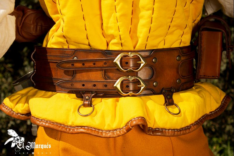 Tactical leather medieval belt
