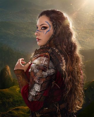 Leather viking shoulder for a larp armor with viking baldric, Barbarian model