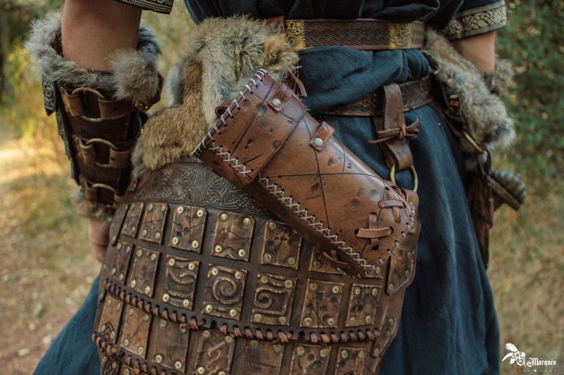 LARP Can holder leather. Handmade accessory for viking, celtic, barbarian, pagan or medieval cosplay