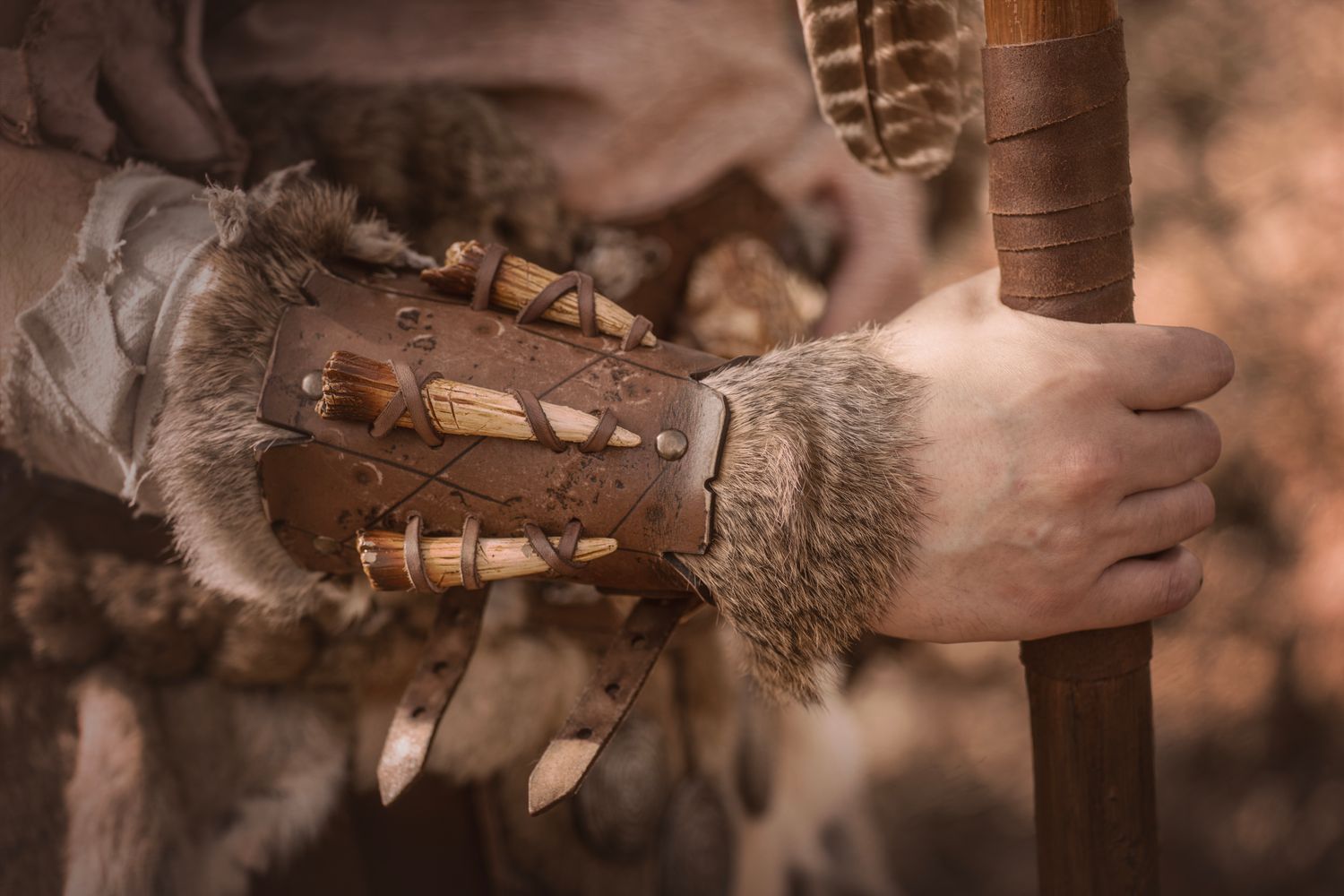 LARP leather bracers, Berserk bracers short model