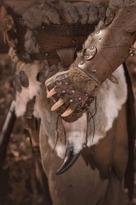 LARP leather bracers, Berserk bracers long model