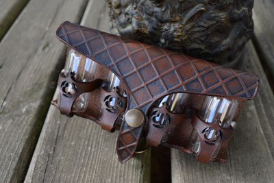 Leather potion holder, medieval belt pouch. Apothecary bottles with alchemist