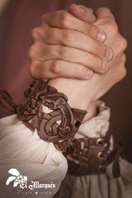 Viking leather bracelet,