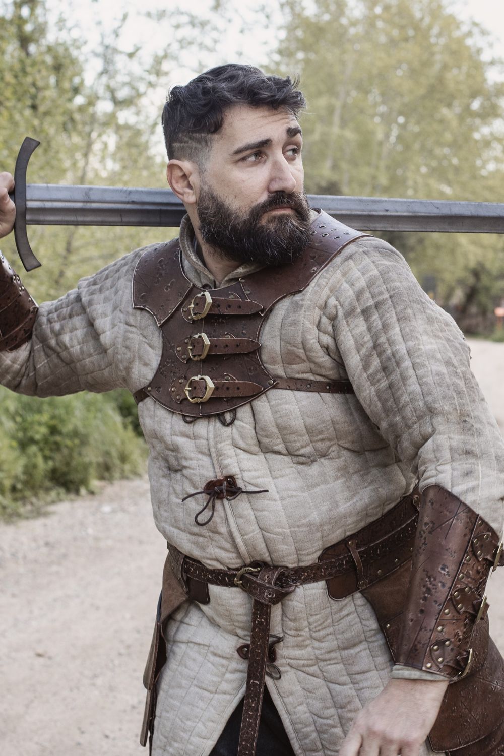 LARP leather gorjet, Mercenary model