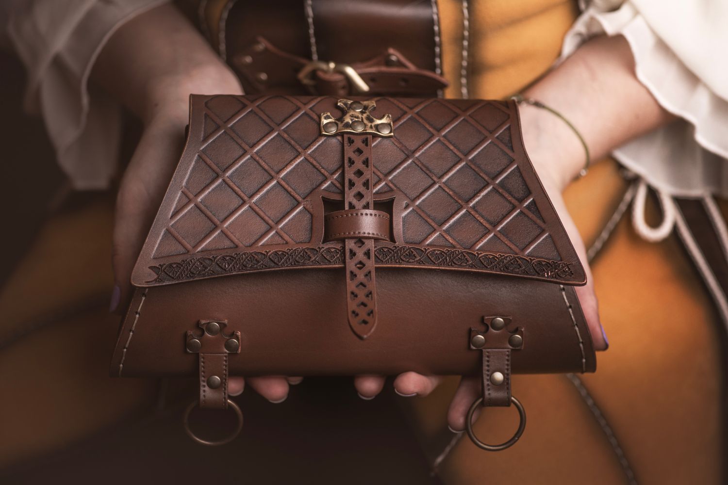 Renaissance bag. Larp bag. Leather belt pouch. Medieval bag for larp or festivals