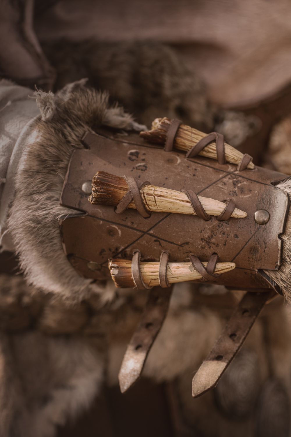 LARP leather bracers, Berserk bracers short model