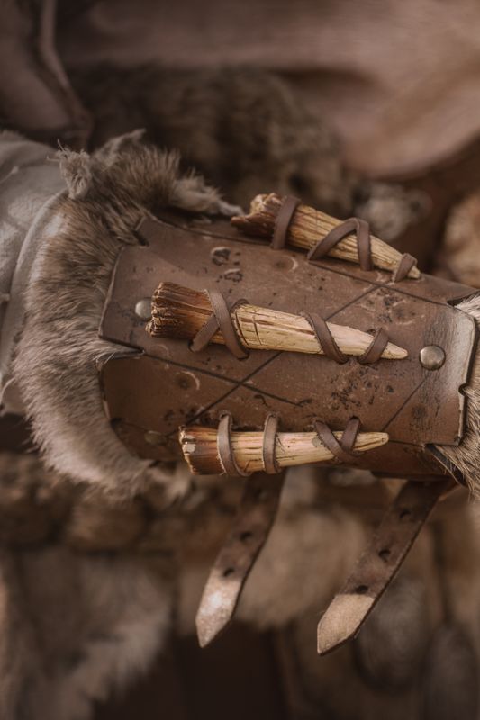 LARP leather bracers, Berserk bracers short model
