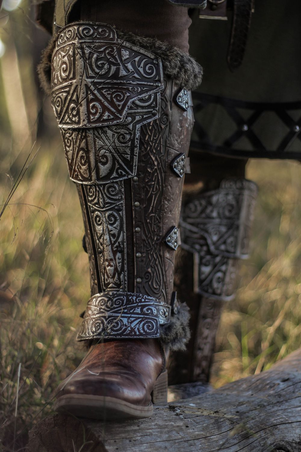 Viking leather greaves, Barbarian model