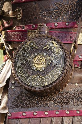 Viking leather canteen Odin model