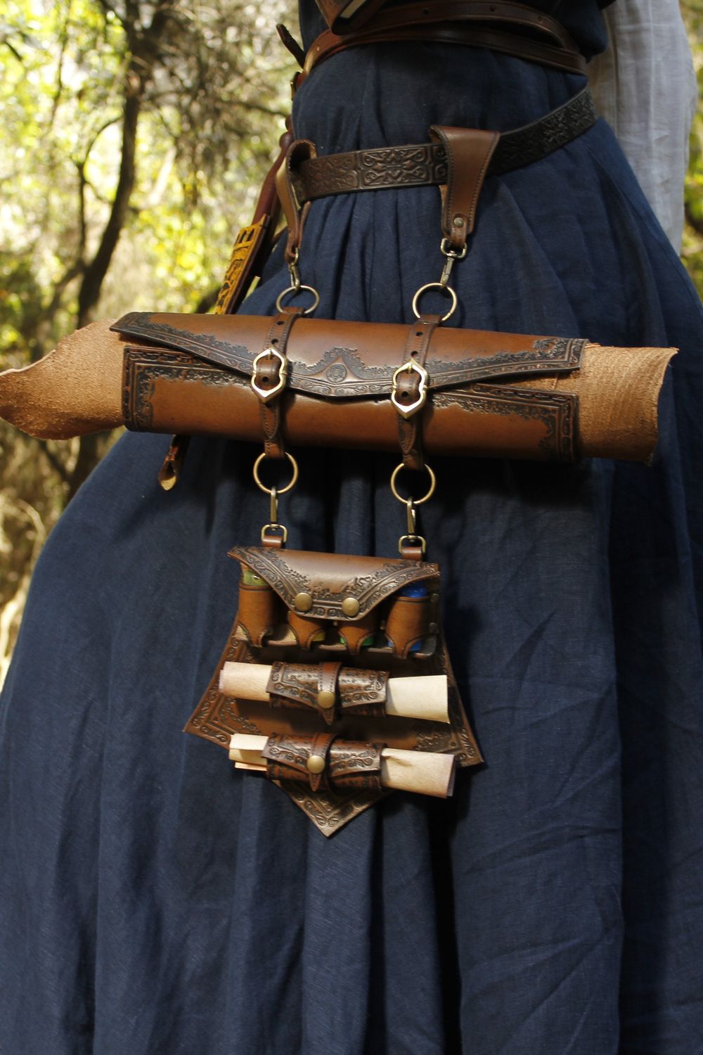 Leather scroll holder for larp.