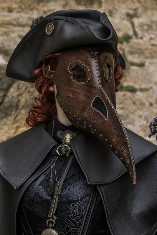 Leather plague doctor mask. Steampunk bird mask for plague doctor