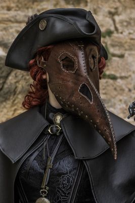 Leather plague doctor mask. Steampunk bird mask for plague doctor