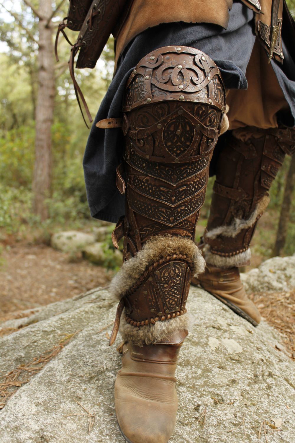 Leather greaves, viking armor Baldur model