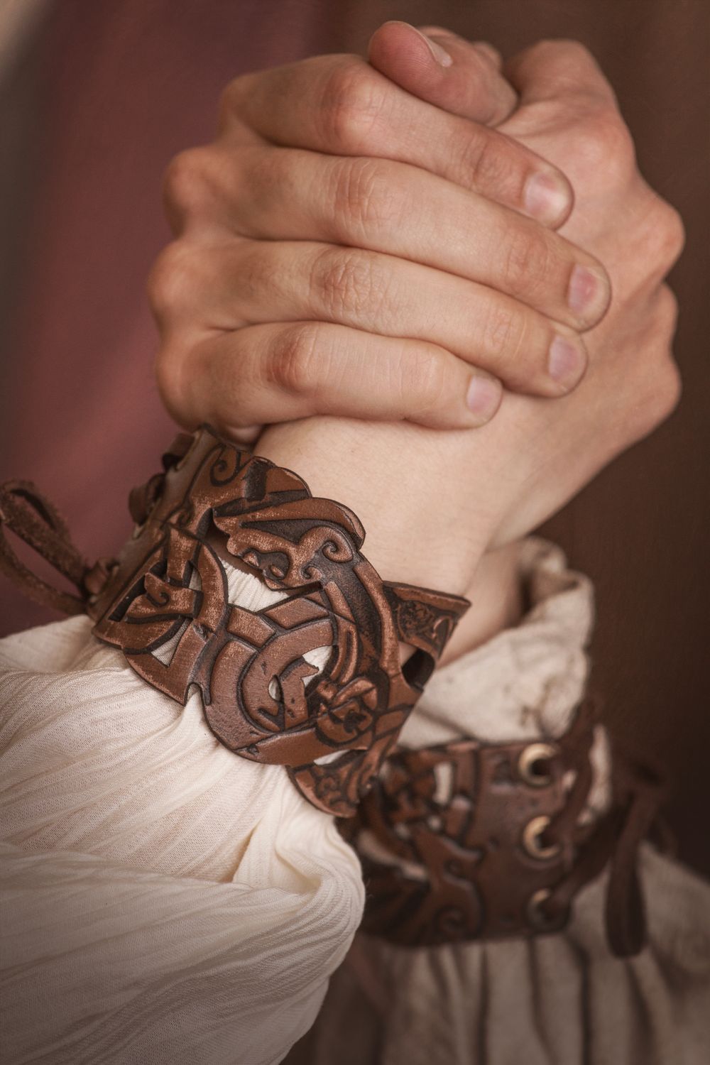 Viking leather bracelet,