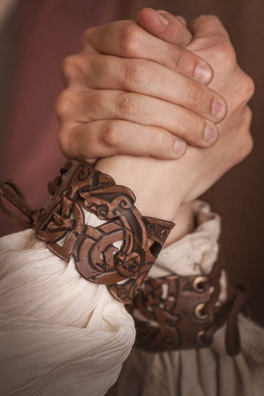 Viking leather bracelet,