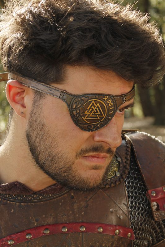 Handcrafted Leather Norse Viking Odin Inspired Eye Patch for LARP and Cosplay