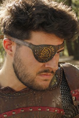 Handcrafted Leather Norse Viking Odin Inspired Eye Patch for LARP and Cosplay