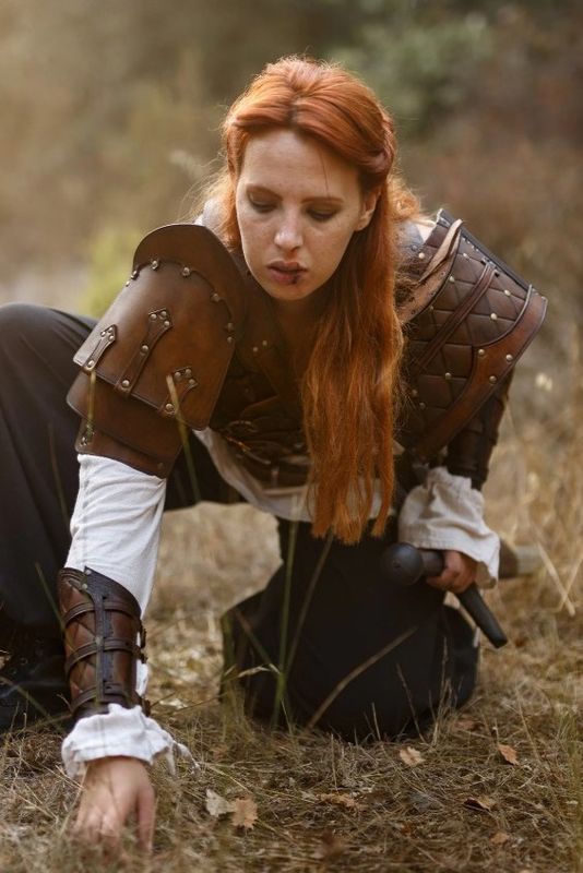 Leather shoulder for armor larp or cosplay. Witcher medieval style larp shoulder.
