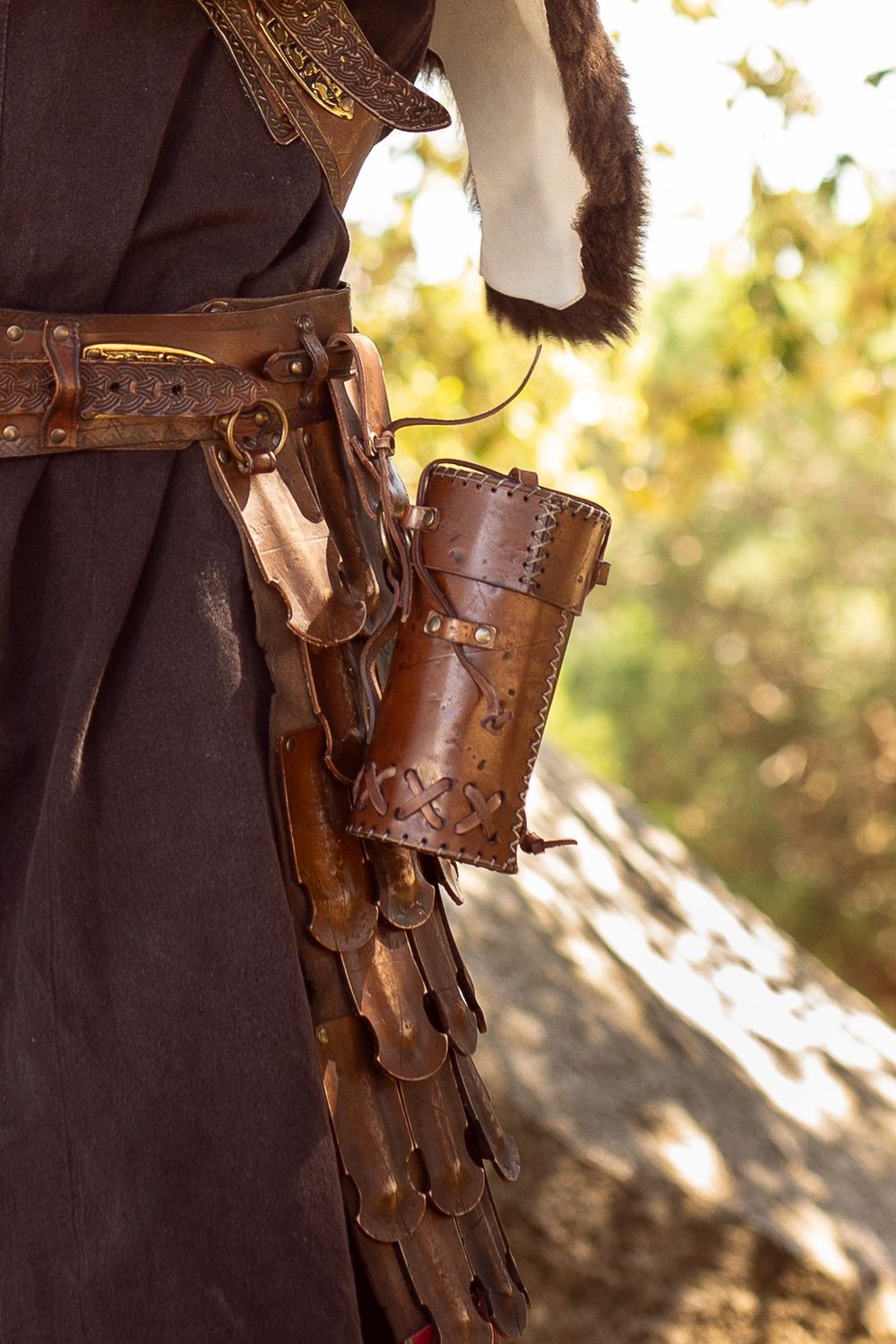 LARP Can holder leather. Handmade accessory for viking, celtic, barbarian, pagan or medieval cosplay