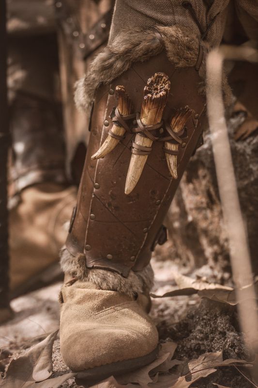 LARP leather greaves, berserker model greaves, leather larp leg armor