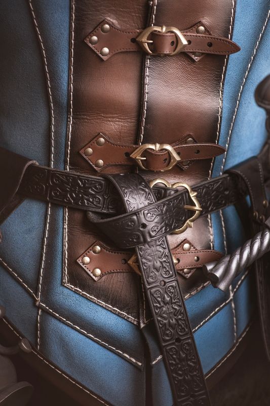 Leather fantasy belt, inspired in Boromir LOTR