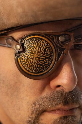 Steampunk leather eyepatch inspired by technology