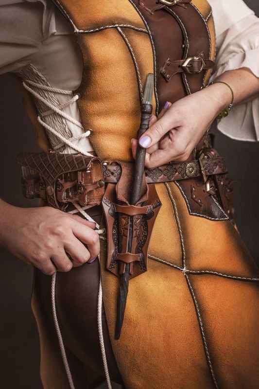Leather wand holster. Holster larp for witch or wizard