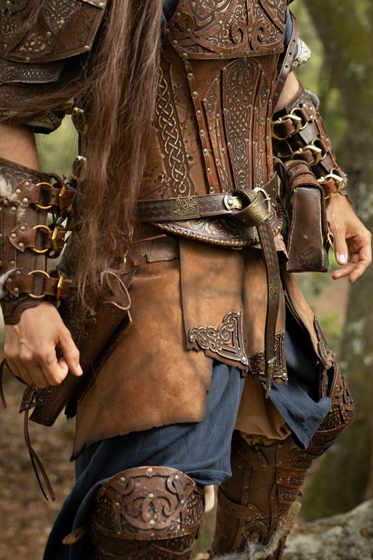 Leather viking belt with skirt, Baldur model