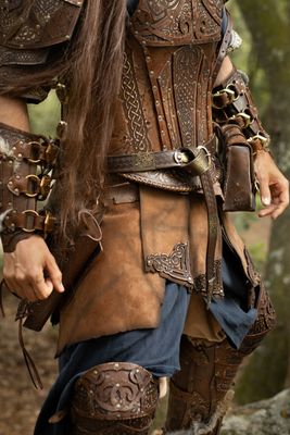 Leather viking belt with skirt, Baldur model