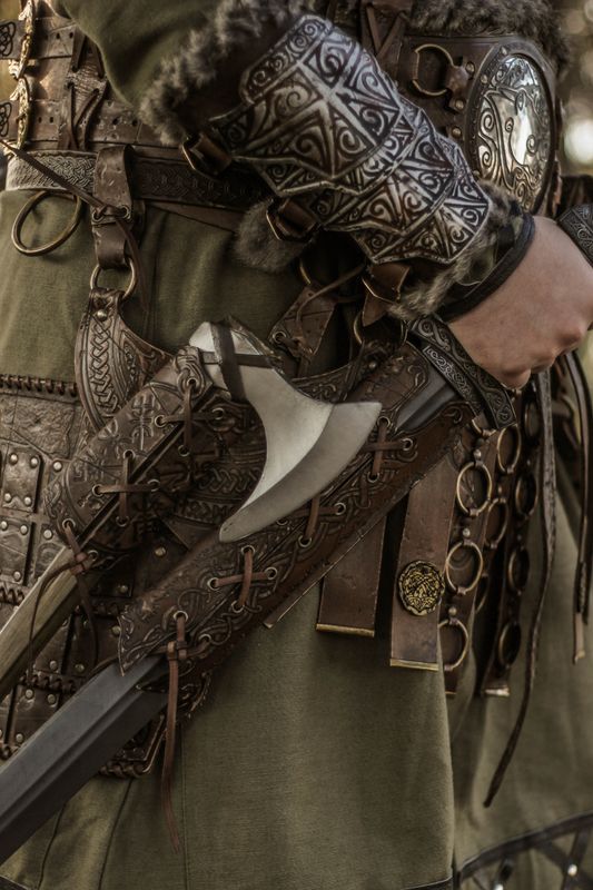 Double viking sword leather scabbard.