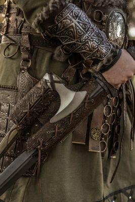 Double viking sword leather scabbard.