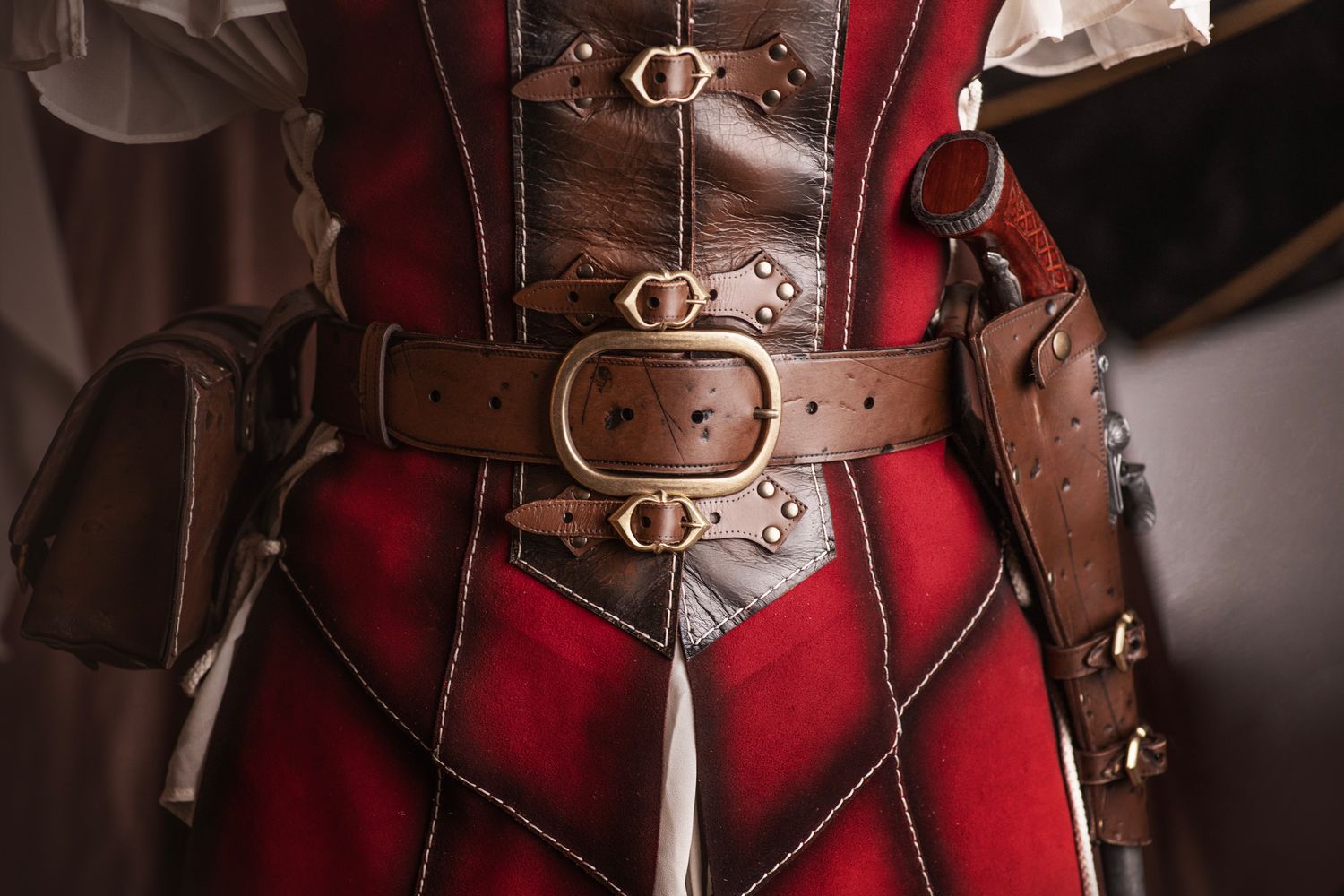 Larp belt for pirate costume, cowboys, steampunk or Western with pirate holster