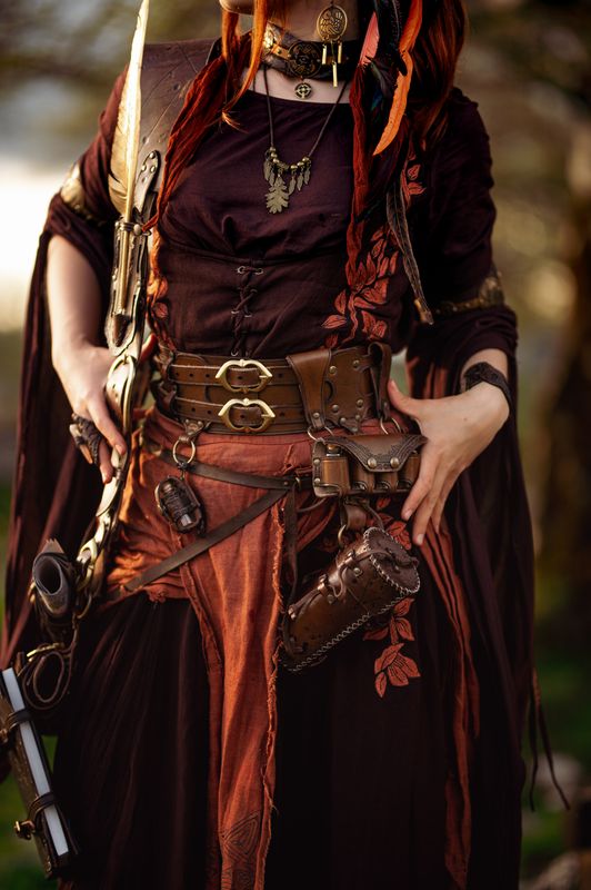 Tactical leather medieval belt