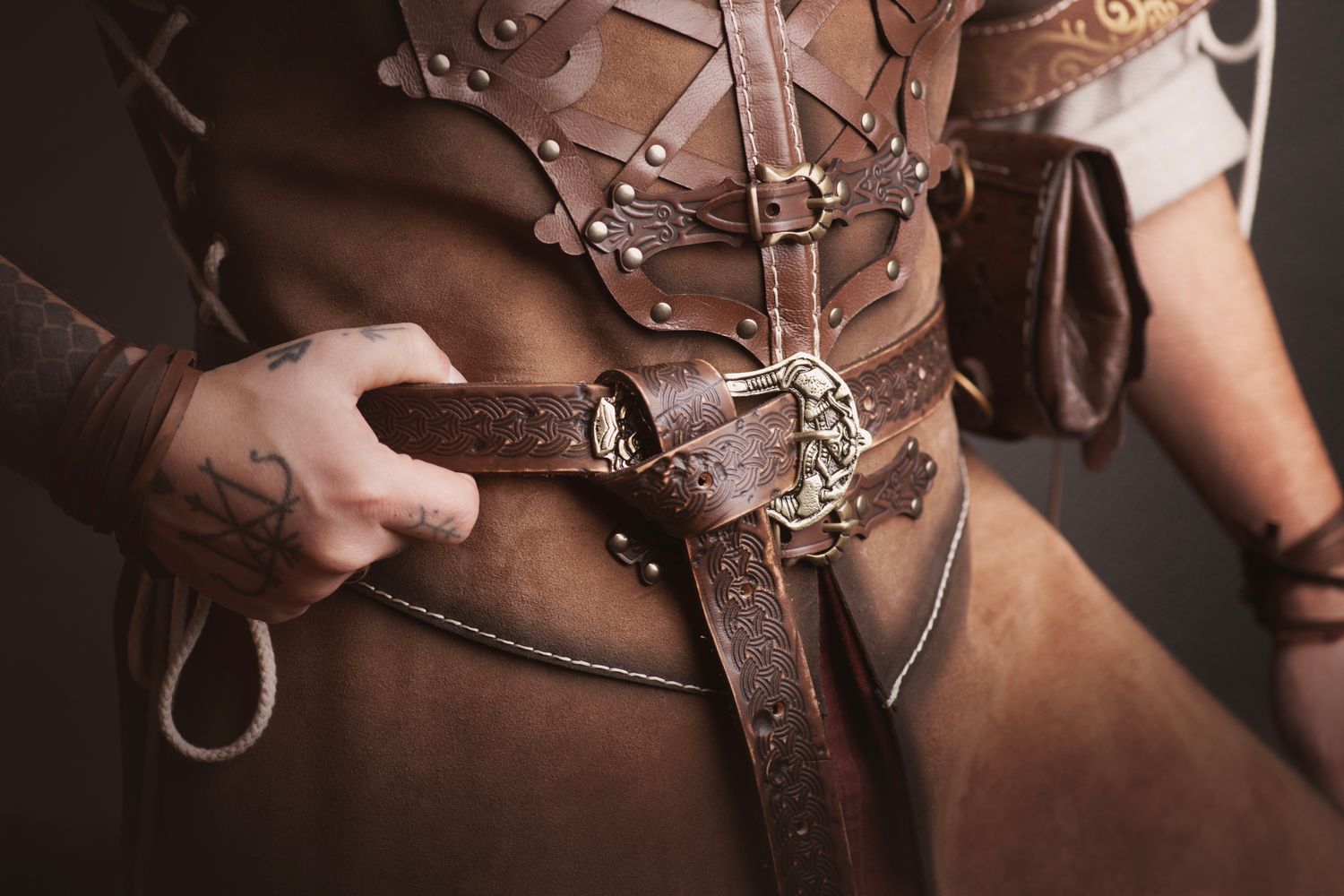 Viking leather belt. Nordic belt for a Larp or Cosplay.