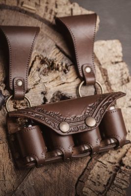 leather potion holder. Medieval belt pouch for alchemist