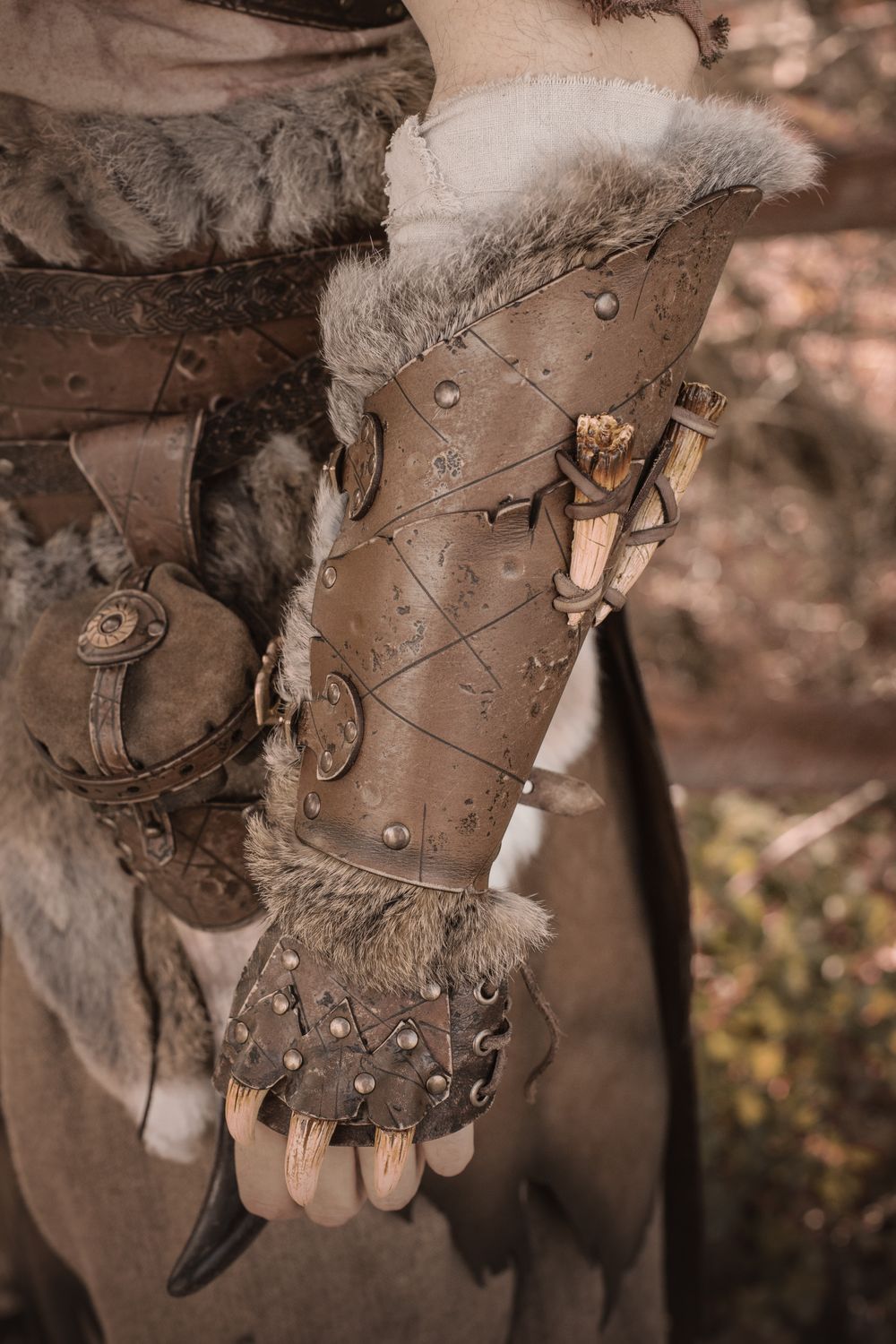 LARP leather bracers, Berserk bracers long model