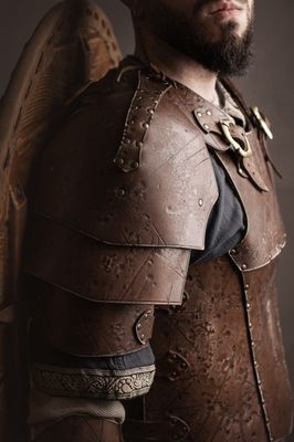 LARP leather shoulderpads, Mercenary model
