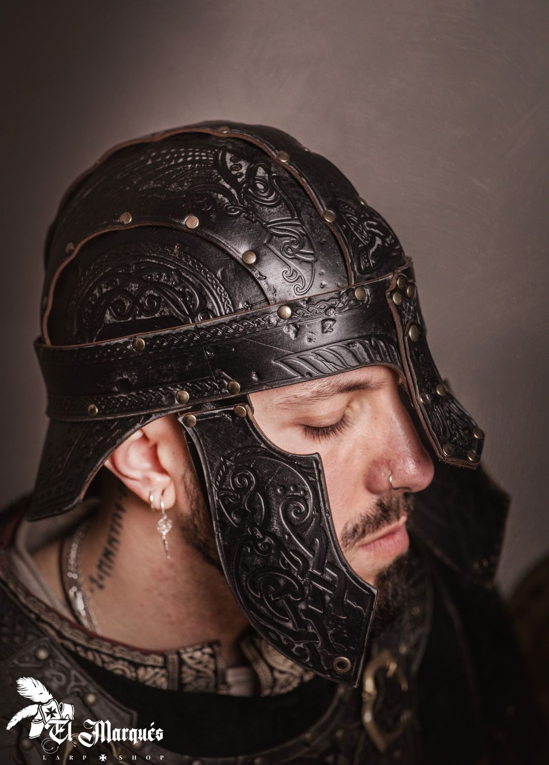 leather helmet Spangenhelm "Baldur"