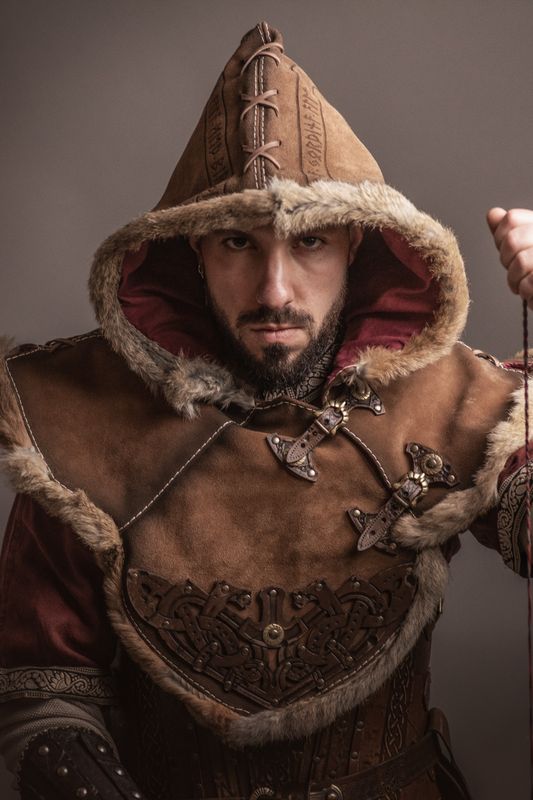 Viking leather hood "Baldur"