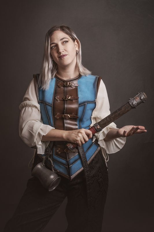LARP foam armed club. LARP foam wooden baton with foam mace head.