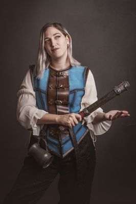 LARP foam armed club. LARP foam wooden baton with foam mace head.