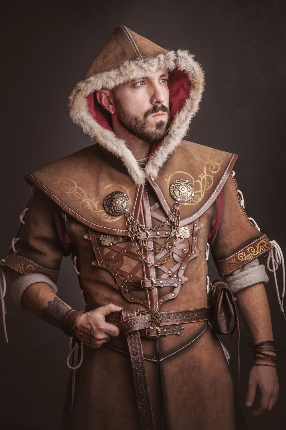 Viking Leather Hood