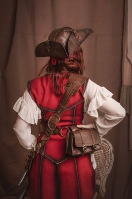Long Red Leather Vest