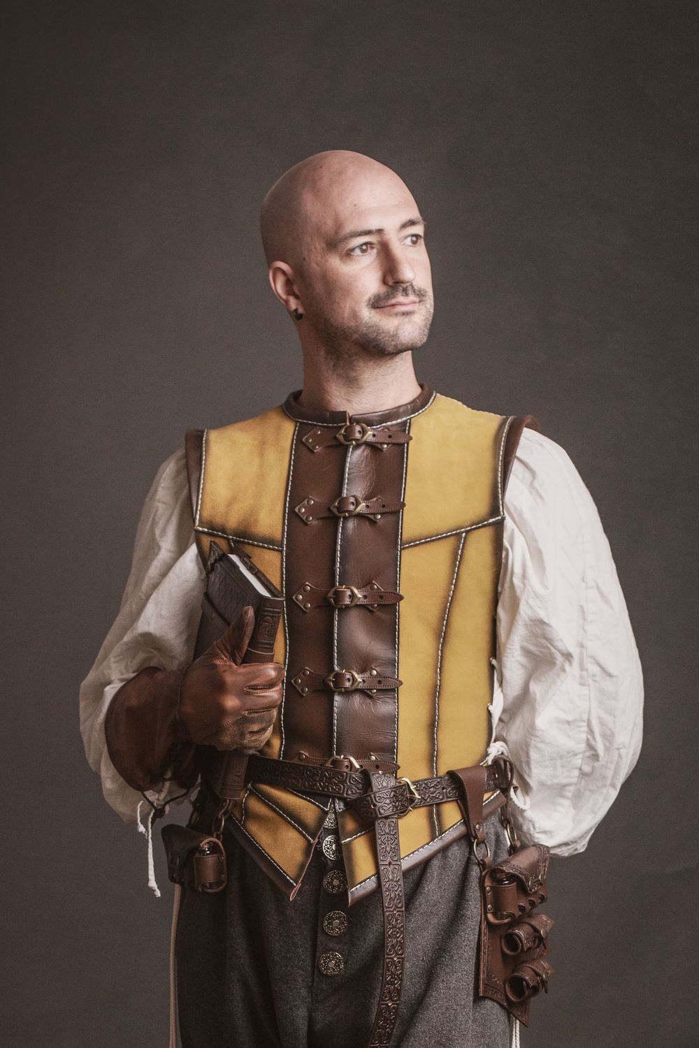 Short yellow leather vest