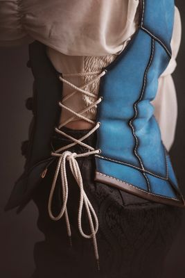 Short Blue Leather Vest