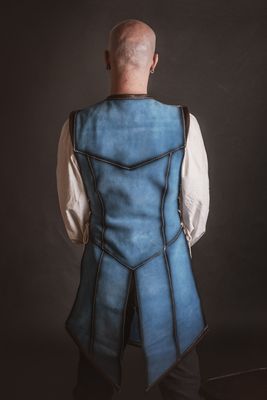 Long Blue Leather Vest
