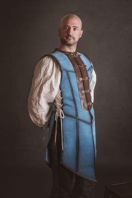 Long Blue Leather Vest