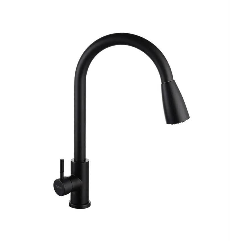 Black Stainless Steel 360 Pull Out Down Black Sink Kitchen Faucet Mixer Hot Cold Water Tap